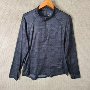 Etonic Shirt Womens XL‎ Gray Camouflage 1/4 Zip Mock Neck Athletic Top Stretch